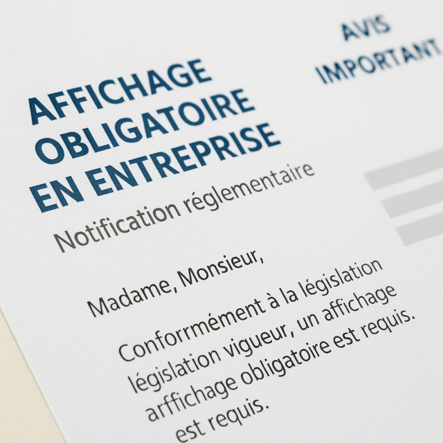 Lettre de notification liée à l’APE affichage obligatoire en entreprise conforme à la réglementation